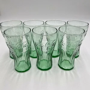 COCA-COLA Libbey Classic Light Green Tall Glass Cups Tumblers (Lot of 7) - Picture 1 of 10