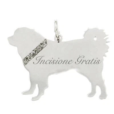 Ciondolo cane meticcio volpino mm 20x30 argento 925 rodiato -incisione gratis - Immagine 1 di 2