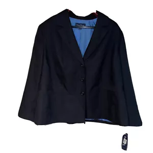 NWT Evan-Picone Woman 24W Stretch Career Button Black Striped Blazer Jacket - Picture 1 of 7
