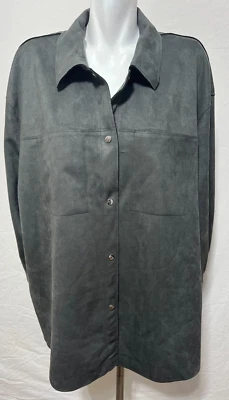 Chaqueta Blazer Mujer Gris Con Botones 3X Cuero Sintético Verdad Talla Grande Nueva Con Etiquetas Foto 1 de 4