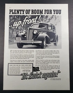 1937 General Motors Buick Automobile Vintage Print Ad – Plenty Of Room Up Front - Picture 1 of 1