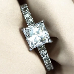 IGI Certified Lab Grown Diamond Wedding Ring 1.35 Ct Princess Cut 950 Platinum - Picture 1 of 11
