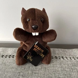 24K BEANIE BOPPERS CHIPS THE BEAVER 1997 PLUSH STUFFED ANIMAL - Picture 1 of 4