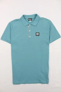 Diesel Logo Mens T-Harry Short Sleeve Polo Shirt Steel Blue XL Zip Pique Mesh - Picture 1 of 16