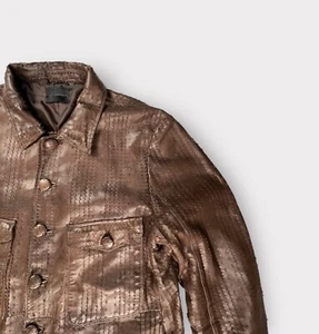 Diesel Black Gold Mens Ww2 Military Leather Jacket Mocha Brown Size 52 ITALY - Picture 1 of 17