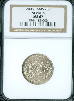 2006 P NEVADA QUARTER NGC MS67 SMS - Image 1 of 2