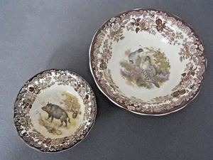 2 Schüsseln englisches Porzellan Vintage Palissy Game Series Wildschwein Rebhuhn - Bild 1 von 4