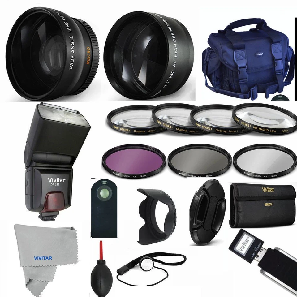 Kit de flash/lente/accesorio profesional para Canon EOS Rebel T5i T4i T3i T3 SL1 Foto 1 de 4