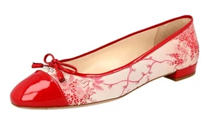 PRADA FLATS BALLERINAS SLIPPER SHOES 1F847F RED ASIAN SATIN US 9 EU 39 UK 6 - Picture 1 of 11