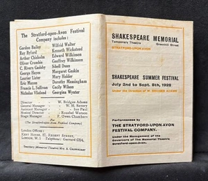 SHAKESPEARE SUMMER FESTIVAL JULY~SEPT 1928 PROGRAM~STRATFORD~UPON~AVON ENGLAND - Imagen 1 de 8