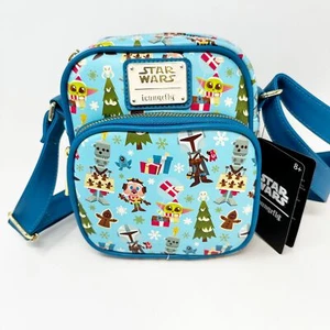 Loungefly Starwars The Mandalorian Holiday NUEVO Mini Bolso con Etiquetas Bandolera - Imagen 1 de 5