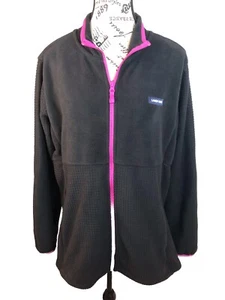 Lands' End Women's Fleece Jacket Sz XL Full Zip Black Pink Zip Pockets Outdoor - Picture 1 of 8