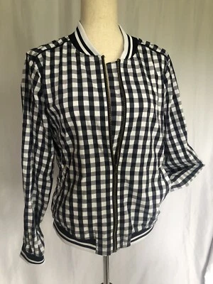 Cortavientos MERONA para mujer azul marino/blanco a cuadros, talla L Foto 1 de 4