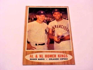 TOPPS 1962 Baseball Card #401 AL & NL Homer Kings Roger Maris Cepeda SC55 - Picture 1 of 5