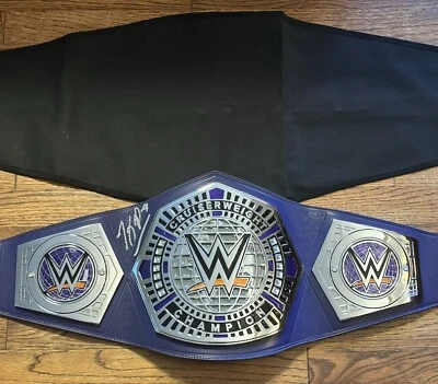 CINTURÓN DE LUCHA LIBRE RÉPLICA AUTÉNTICA CAMPEONATO PESO CRUCERO WWE FIRMADO OFICIAL Foto 1 de 4