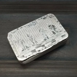 Antique 19c Imperial Russian Silver Niello 84 Snuff Box 2 sided Myths? Gods? - Picture 1 of 12
