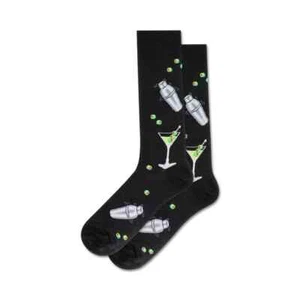 HOT SOX Adult Unisex Black Martini Shaker Cocktail Socks NEW - Picture 1 of 1