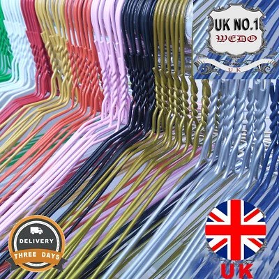 Rainbow Wire Hangers (13G) 16" 40cm Trouser Bar Multi-colored Coat Clothes Metal - Image 1 of 4