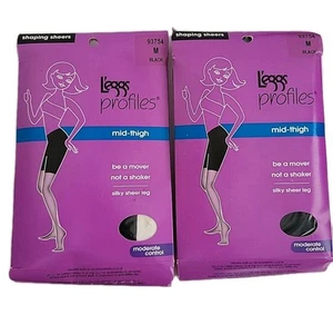 Lote 2 Piernas Perfiles Medio Muslo 93754 Negro Talla M Sedoso Transparente Control Moderado - Imagen 1 de 10
