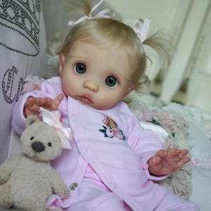 16" Painted Toddler Real Reborn Baby Doll Short Hair Cloth Body with Belly Gift - Picture 1 of 4