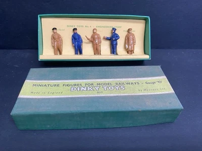 NOS Dinky Toys-No. 004 Die Cast Enginering staff 5 fiure set O Scale in box P117 - Image 1 of 4