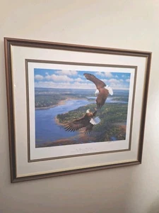 Michael Sieve SKY DANCERS BALD EAGLES Limited Edition Framed Print Signed 28x32 - Picture 1 of 8