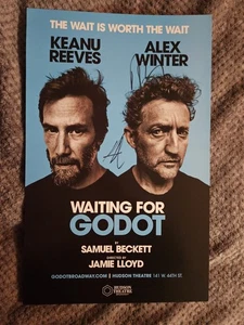 Waiting For Godot Broadway Window Card Signed By Keanu Reeves And Alex Winter - Picture 1 of 5