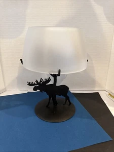Vintage 1990s Partylite Discontinued & Retired Moose Tea-light w/glass Shade - Picture 1 of 20