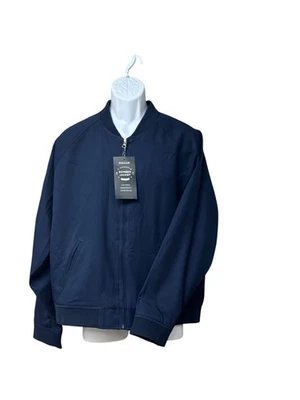 Haggar Stretch Gabardine Solid Full-Zip Bomber Jacket, Navy, XL - Image 1 of 4