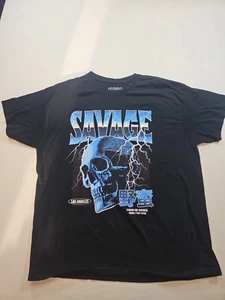 Savage Mens T Shirt XL Black T-Shirt Show No Mercy Skull - Picture 1 of 12
