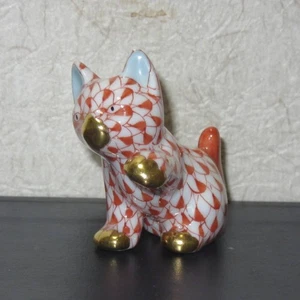 Herend Figur Katze rot unbenutzt Ausstellungsstück Keramik Höhe:4,4 cm ohne Karton - Bild 1 von 5