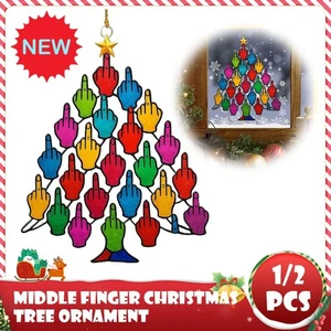 Middle Finger Christmas Tree Ornament Acrylic Funny Christmas HomeDecoration - Picture 1 of 13