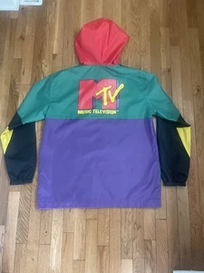 VIACOM 2020 MTV Music Television Back Logo Colorblock Full Zip Windbreaker XL - Picture 1 of 8
