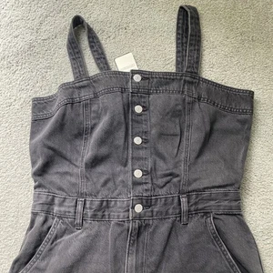 LEVI’S Mujeres Grande Denim Jeans Mono Gris Oscuro Piernas Rectas Corsé - Imagen 1 de 17