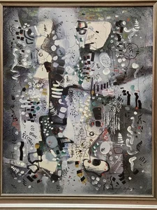 Marcellin Dufour Abstracy Painting Oil on Canvas Painting 1991 - Picture 1 of 9