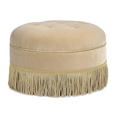 Yolanda 24" Round Upholstered Accent Ottoman - Image 1 of 4
