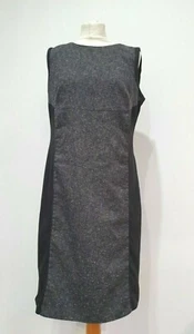 LAURA ASHLEY - Size 14 - Black & Grey Smart Formal Work Shift Dress - Long Zip - Picture 1 of 10