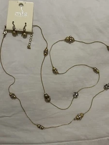 Mia Collection Women's Jewelry Necklace and Earring Set Gold Tone Dangle 36 Inch - Picture 1 of 9