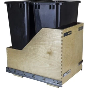 Hardware Resources CDM-WBMD50 Bottom Mount Double Bin Trash Can - Black - Picture 1 of 2