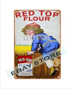 Red Top Flour little boy retro tin sign antique-style artwork plaque - Picture 1 of 2