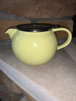 ForLife 18 Oz Teapot, Green Ceramic, Stainless Steel basket Infuser Rare Design! - Image 1 of 4
