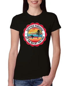 Camiseta Summer Paradise Let the Sea Set You Free Outdoor Mujeres Calce Ajustado Junior - Imagen 1 de 14