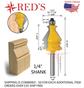 REDS Y80779-4 - Punta per router per stampaggio decorativo 1-3/4" gambo 1/4" - Foto 1 di 1