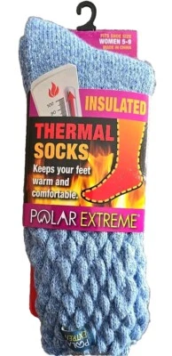 POLAR EXTREME ~ Insulated Thermal Socks ~ Shoe Size Women 5-9 ~ BLUE MARLED - Image 1 of 4