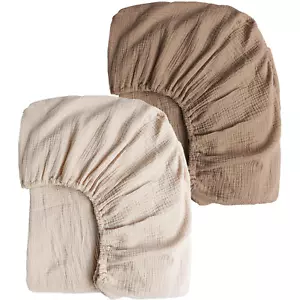 Muslin Crib Sheets for Girl Boy, 2 PCS Soft and Breathable Cotton Baby Sheets fo - Picture 1 of 6