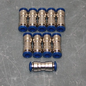 (10) Aignep Straight Union Connector 88040-04, 1/4" Push In Tube Fitting, Brass - Picture 1 of 4