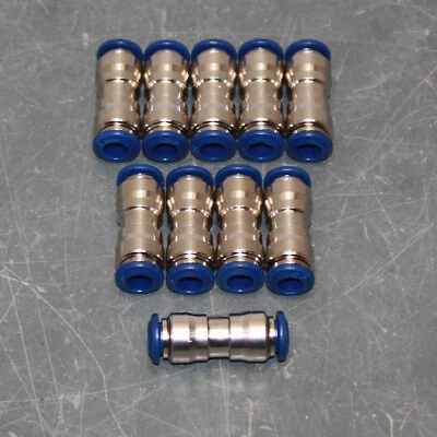 (10) Aignep Straight Union Connector 88040-04, 1/4" Push In Tube Fitting, Brass - Image 1 of 4