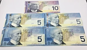 Kanadische Banknoten 10 & 5 Dollar Scheine einlösbar 30 $ Gesamt sehr guter Zustand CN9 P864 - Bild 1 von 9