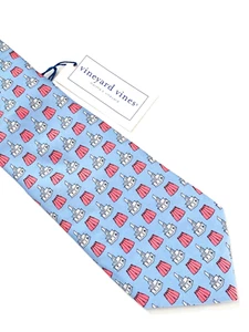 Vineyard Vines Custom Collection Mens Silk Necktie Designer Golf Geometric Blue - Picture 1 of 4
