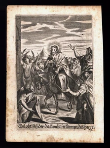 santino incisione 1600 GESU' ENTRA A GERUSALEMME - Picture 1 of 1